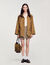 Coat with leather collar