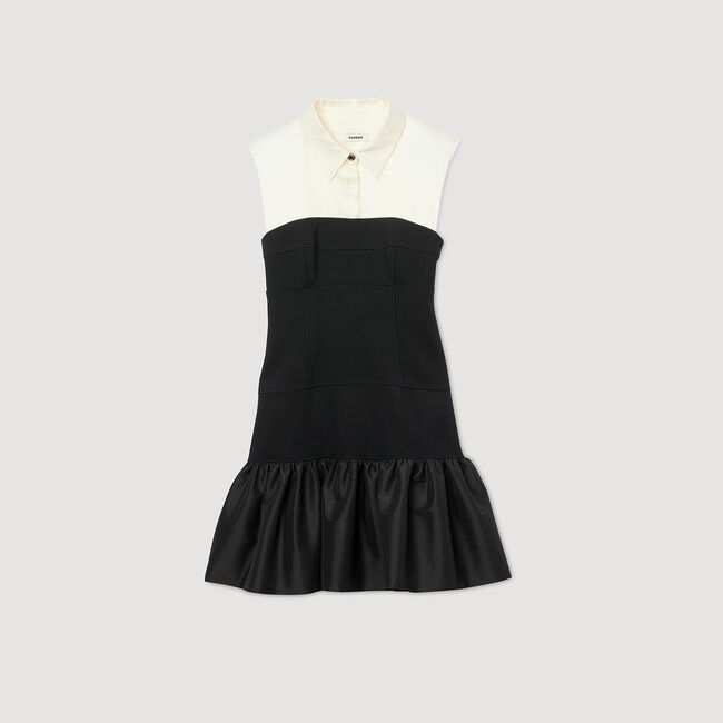 Short two-tone ruffled dress