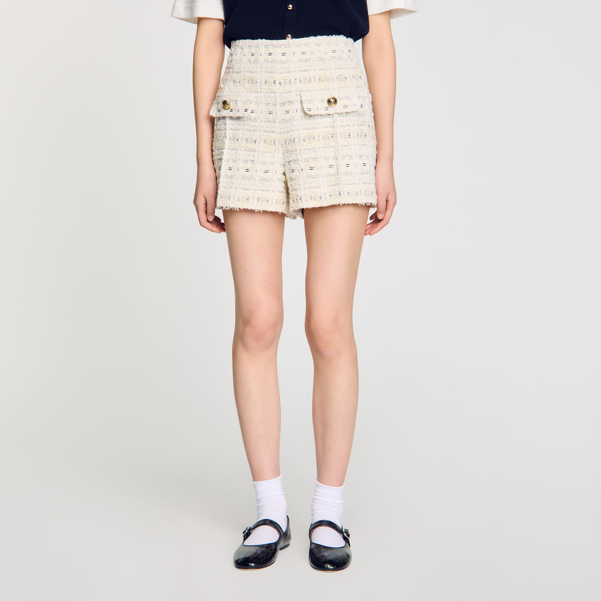 Decorative tweed shorts