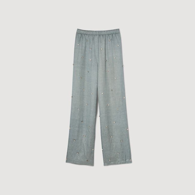 Rhinestone linen trousers