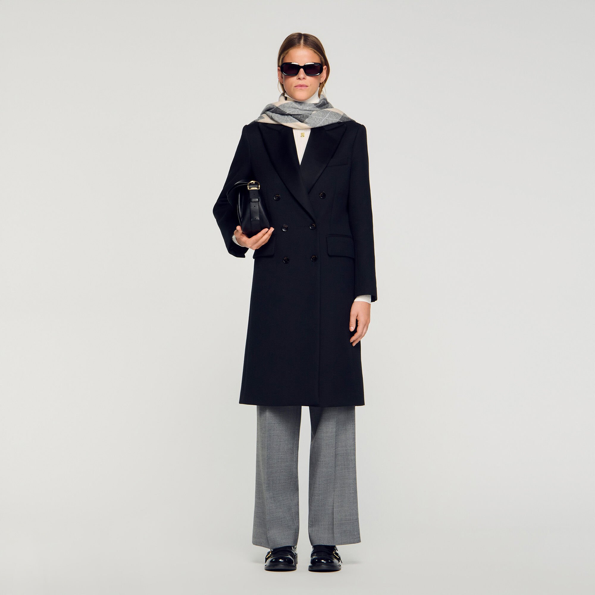 Long coat with satin lapels