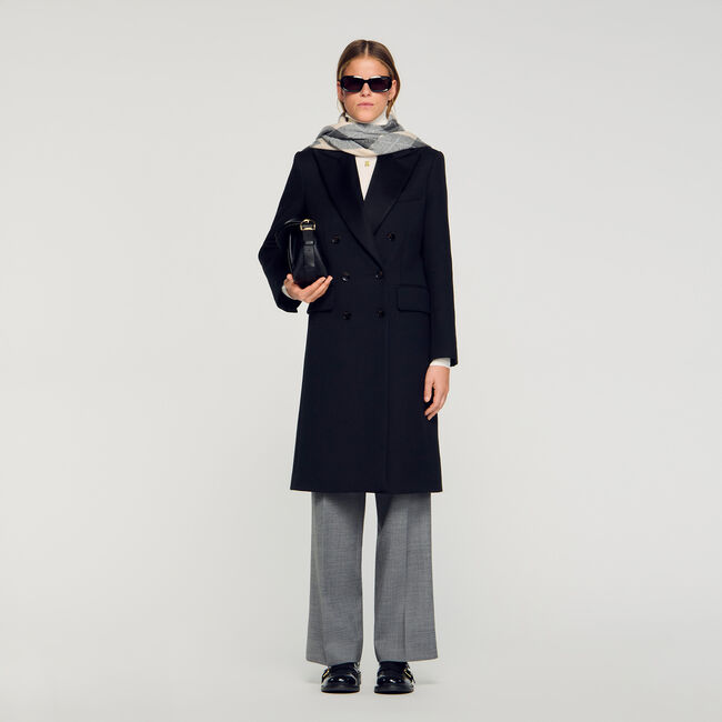 Long coat with satin lapels
