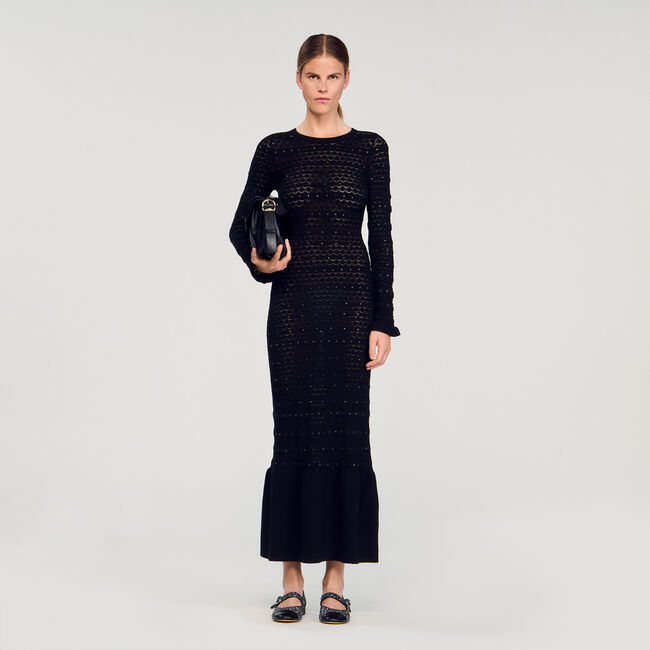 Rhinestone knit maxi dress