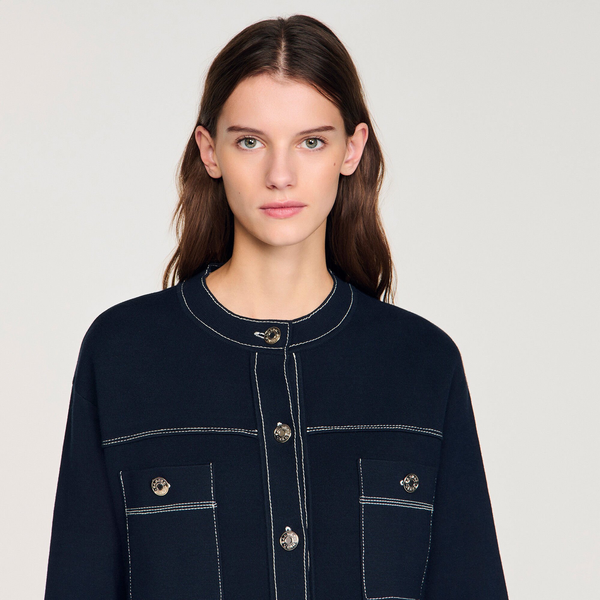 Contrast stitch cardigan