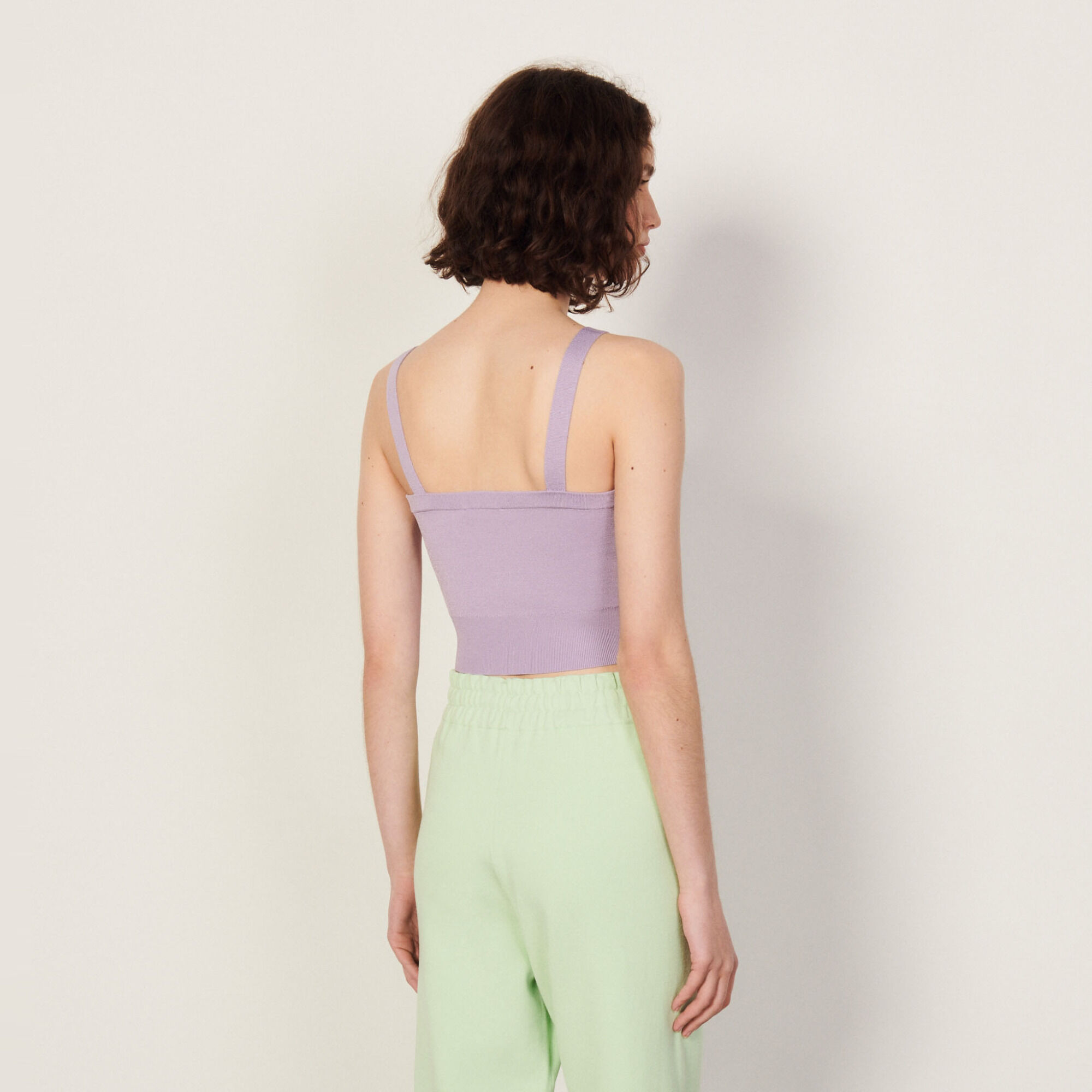Embroidered knit bra top