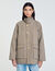 Check coat with velvet collar