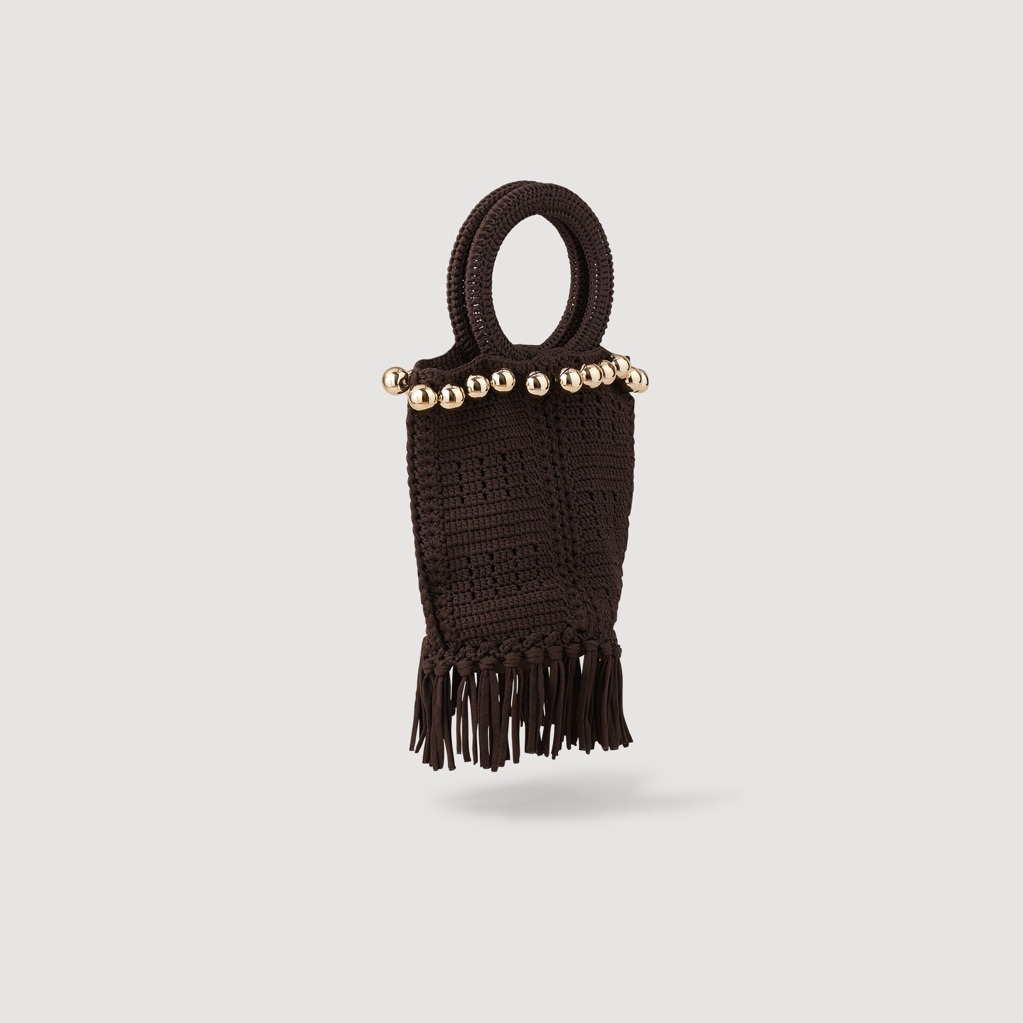 Small beaded fringed crochet bag