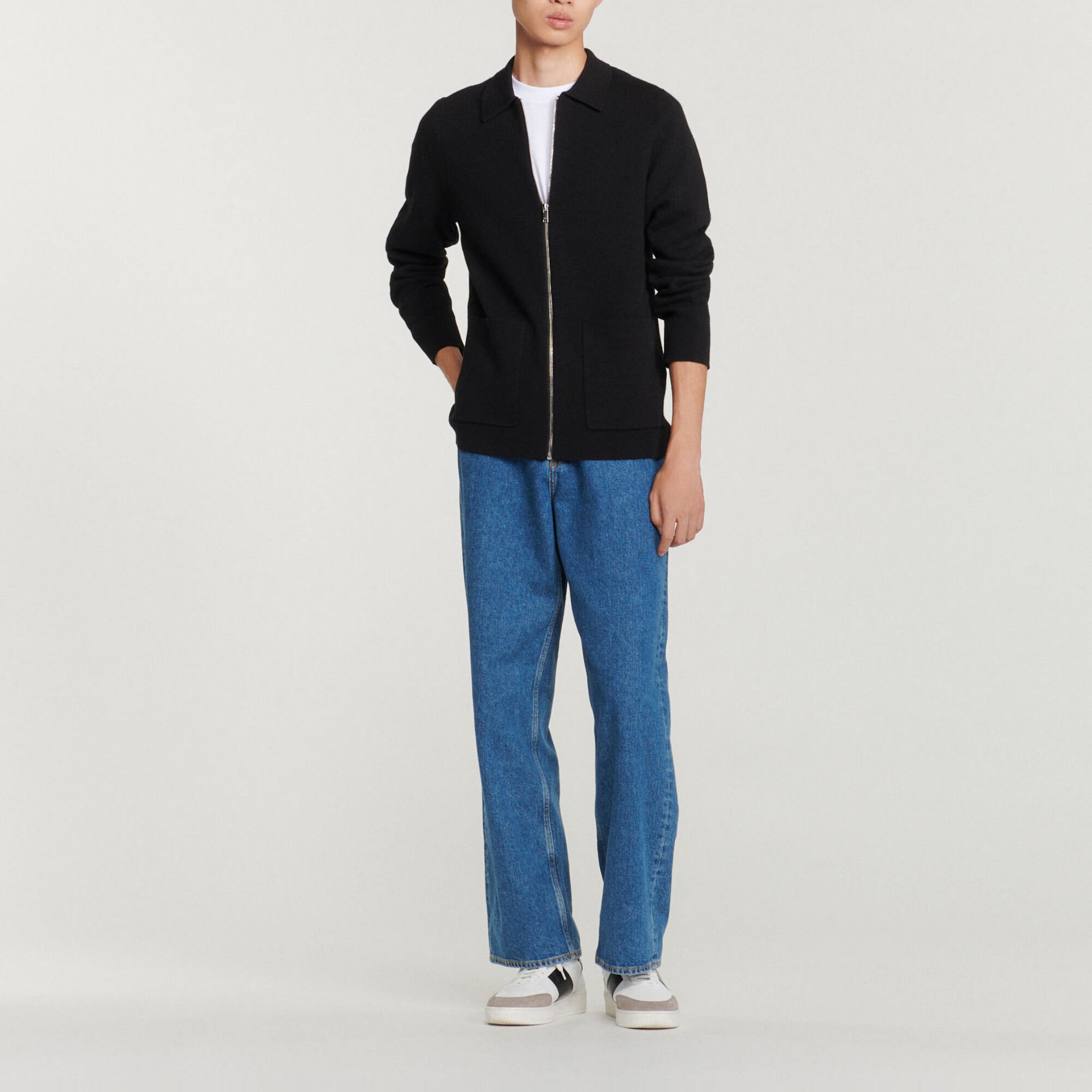 Cardigan with polo collar