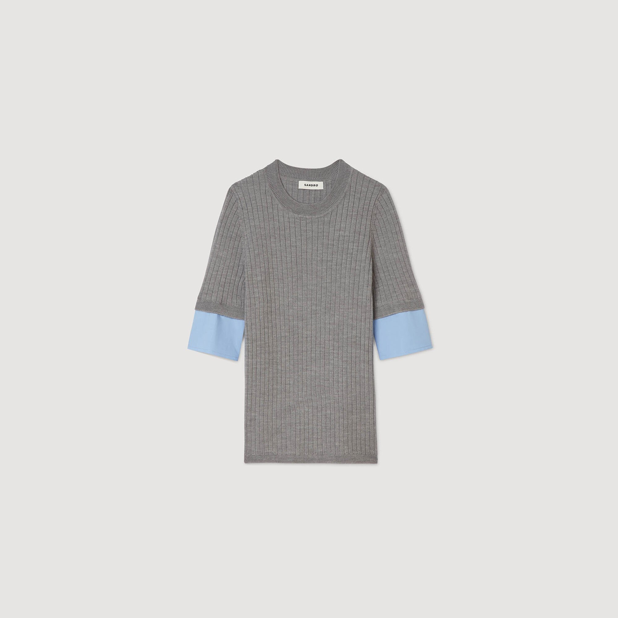 Jumper with contrast short sleeves