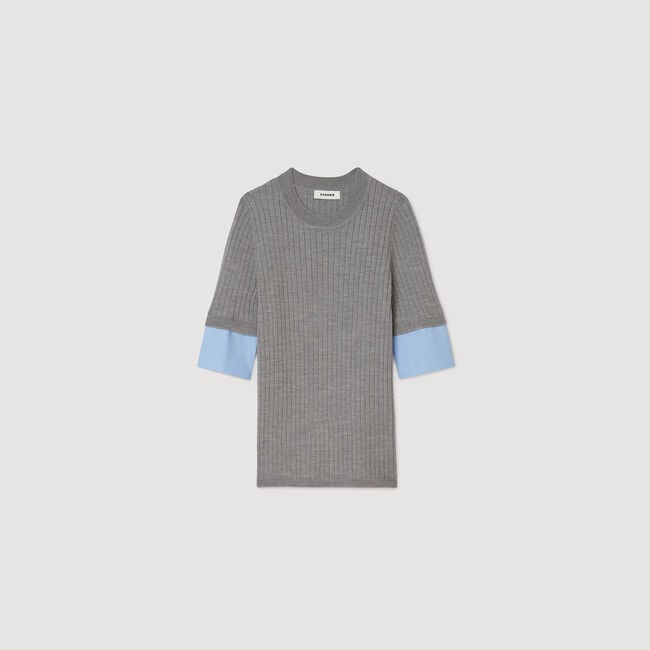 Jumper with contrast short sleeves