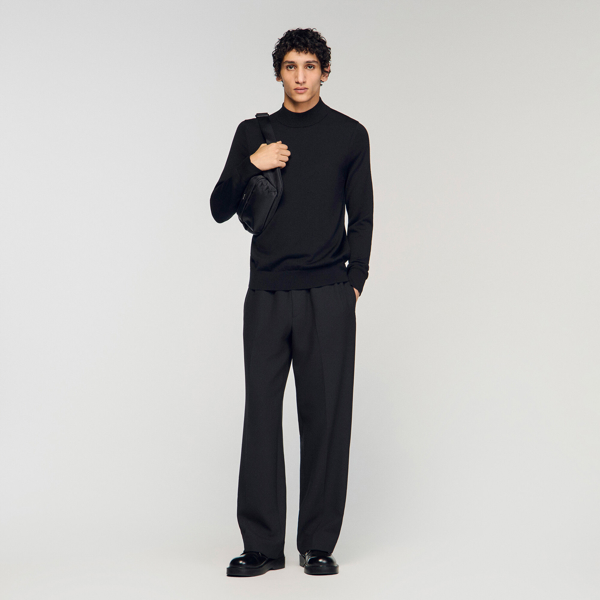 Wool jumper with a high collar