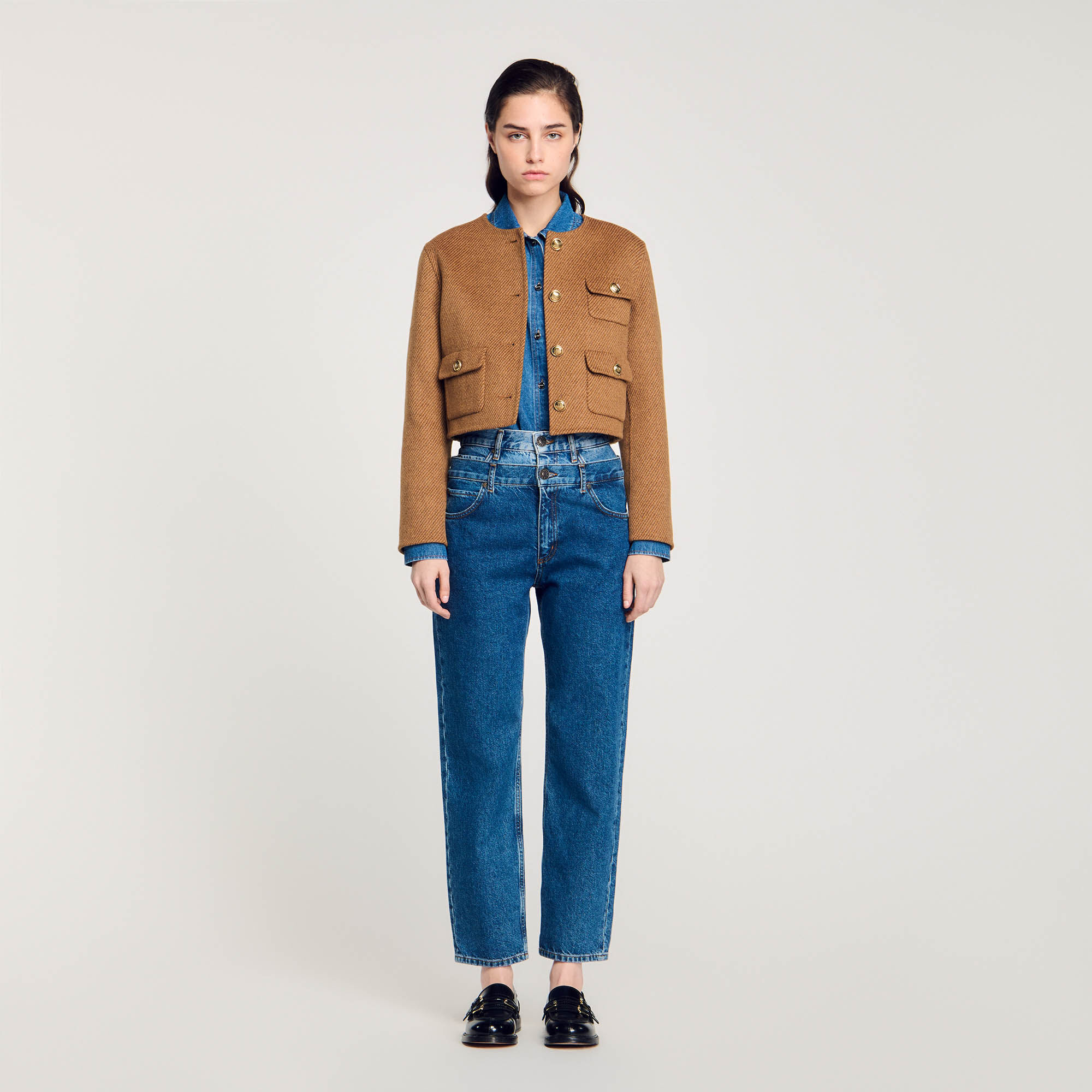 Cropped button down jacket