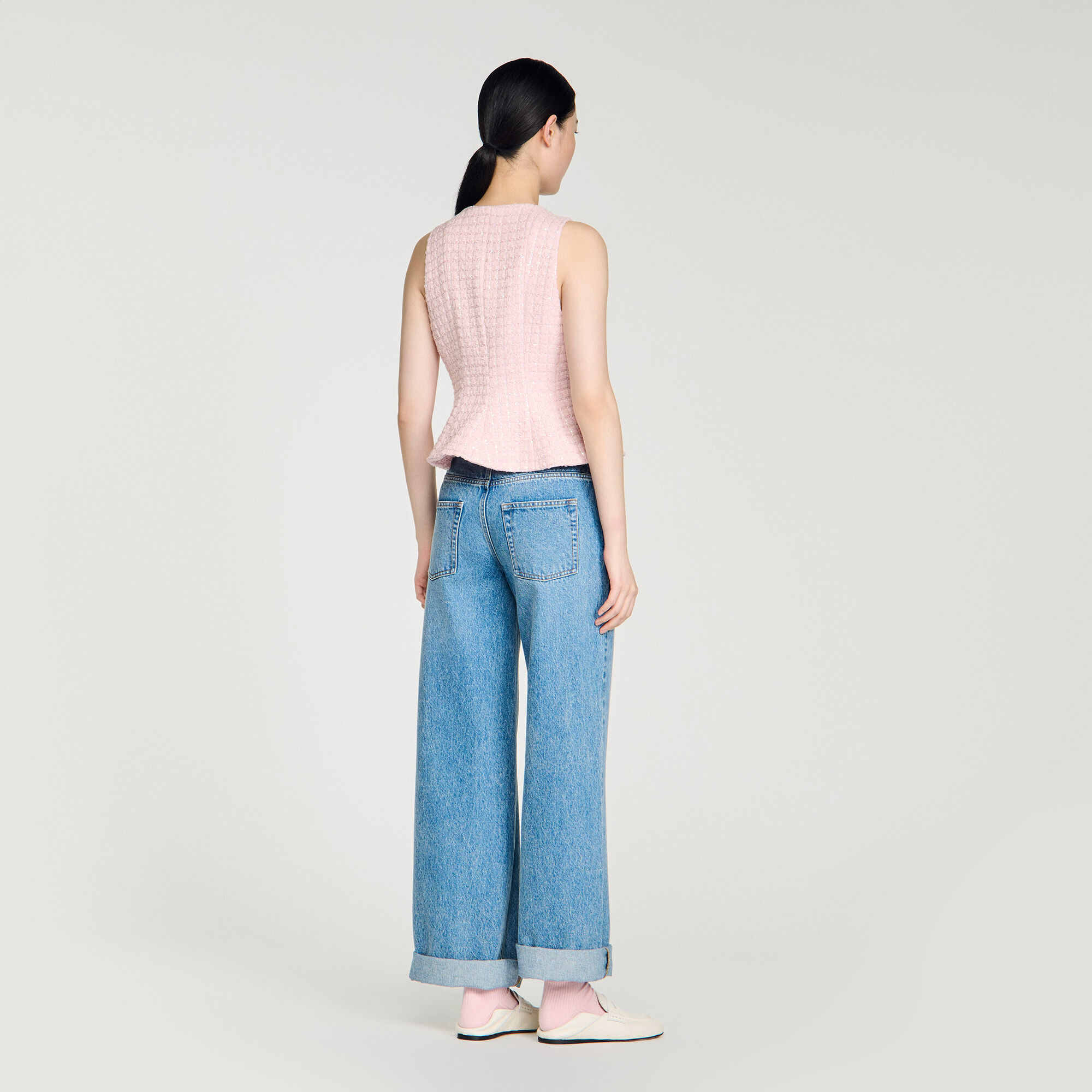 Beaded check tweed jacket