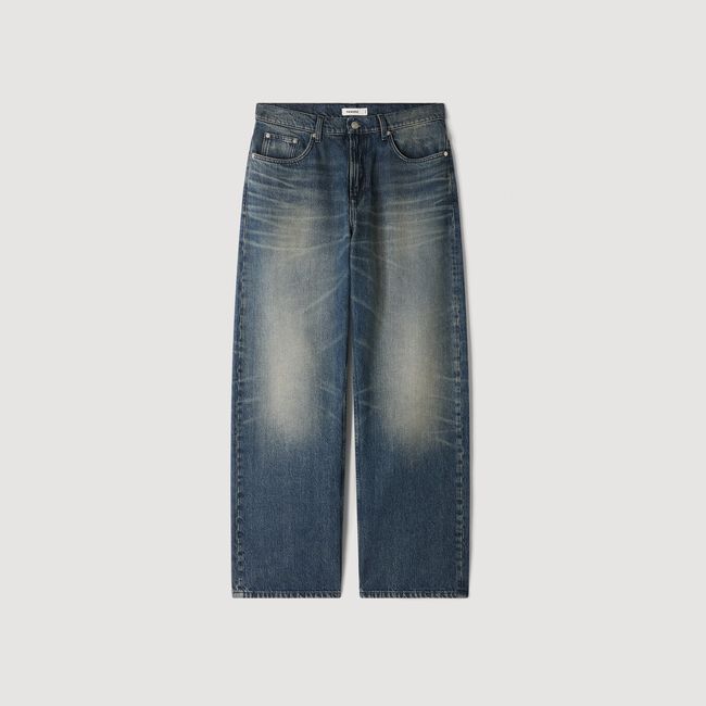 Baggy faded cotton jeans