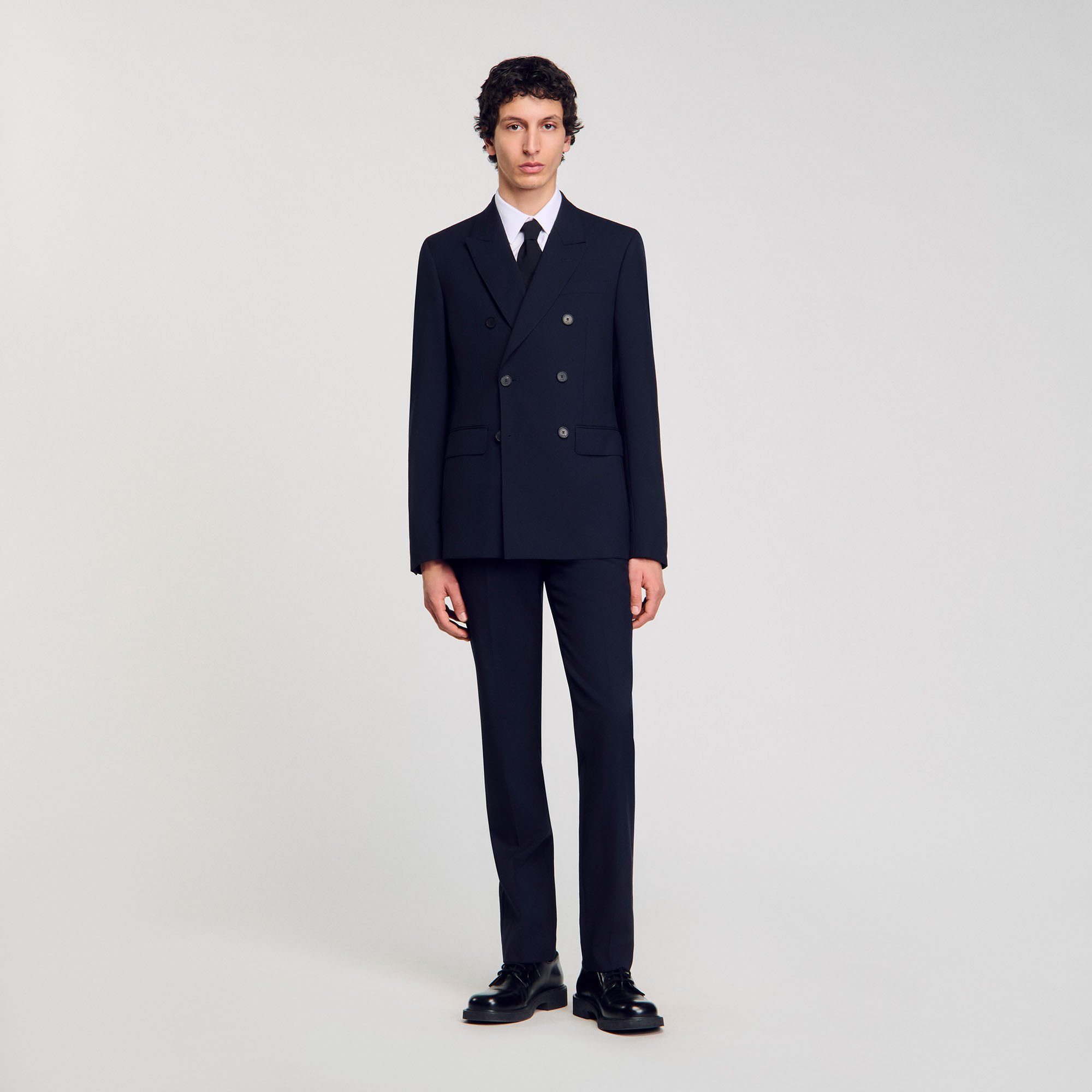 Double-breasted suit jacket blue for Men | Sandro Paris