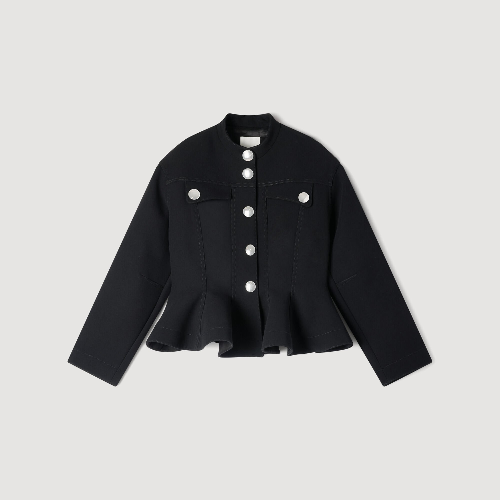 Cropped ruffled peplum jacket