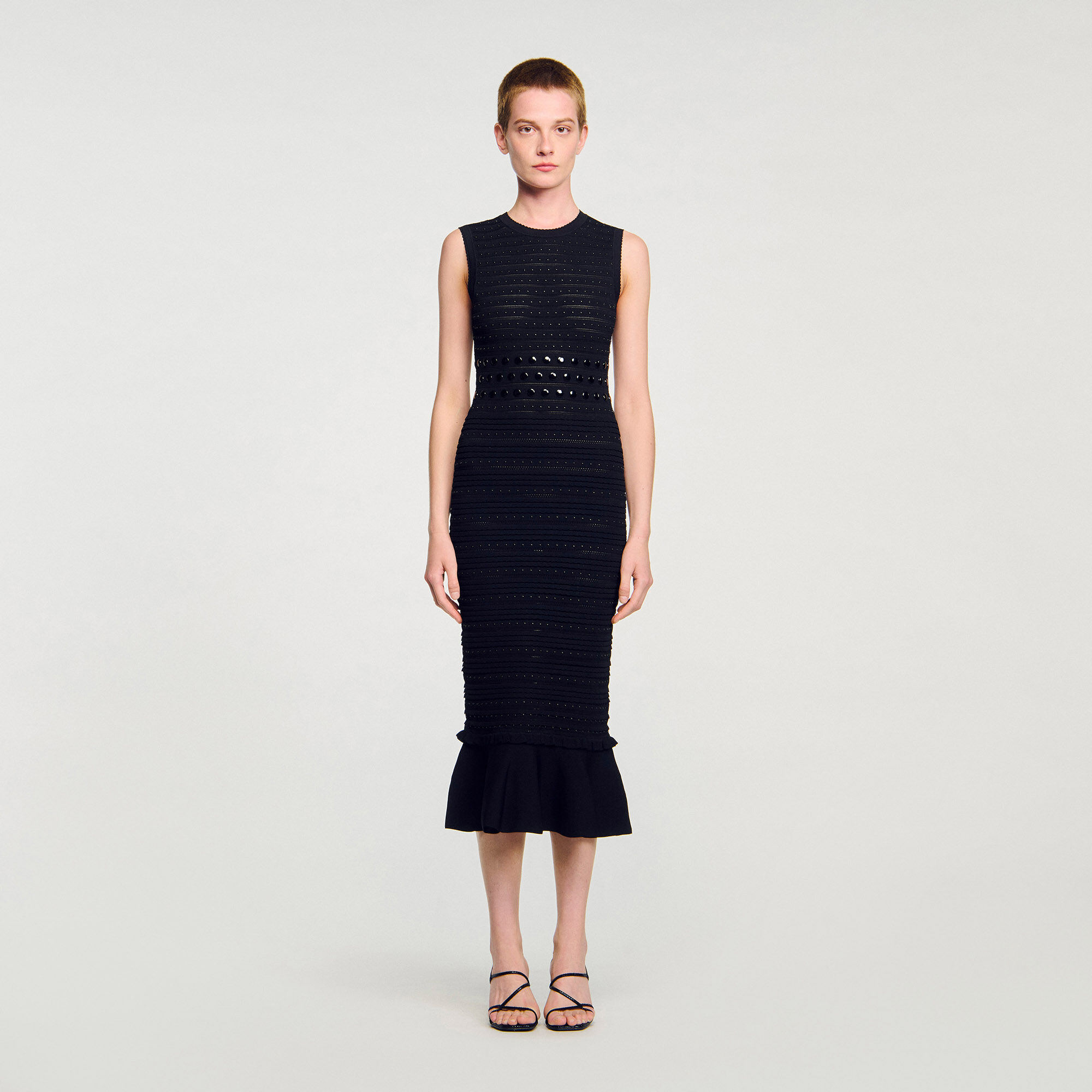 Knit maxi dress with studs