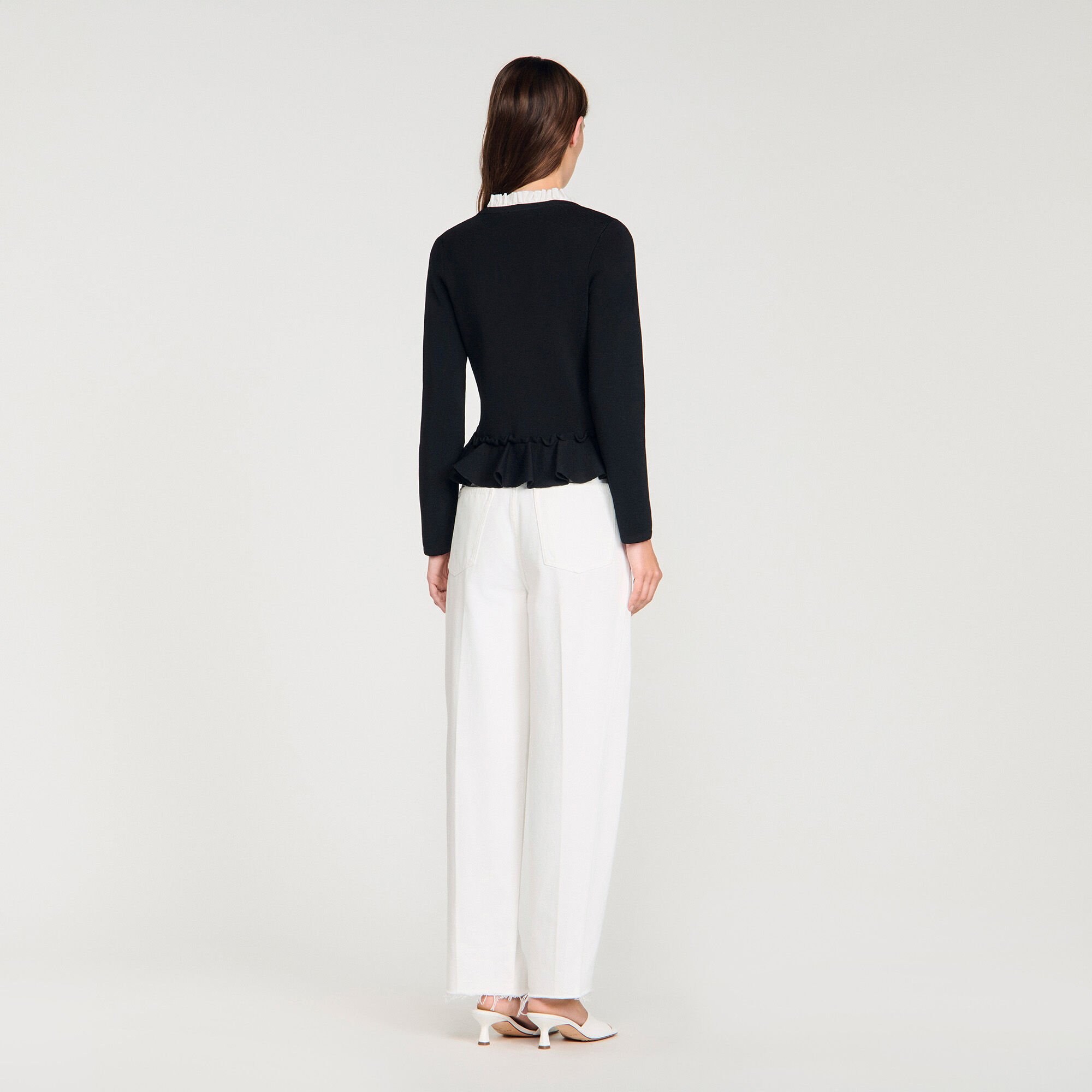 Removable collar peplum cardigan