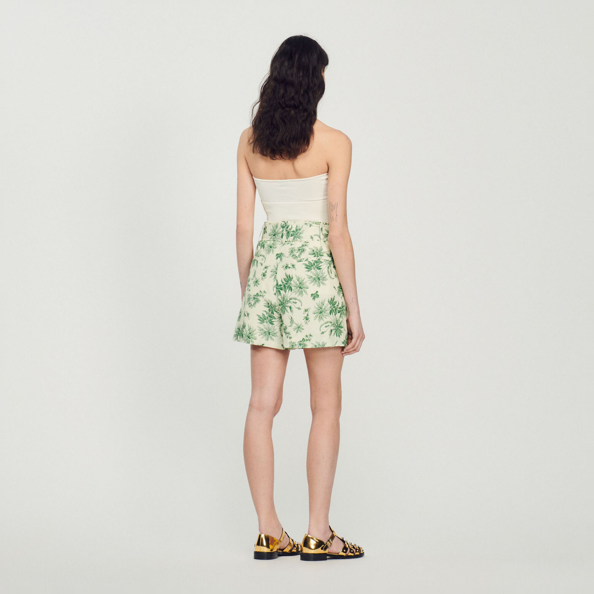 Loose printed palm tree shorts