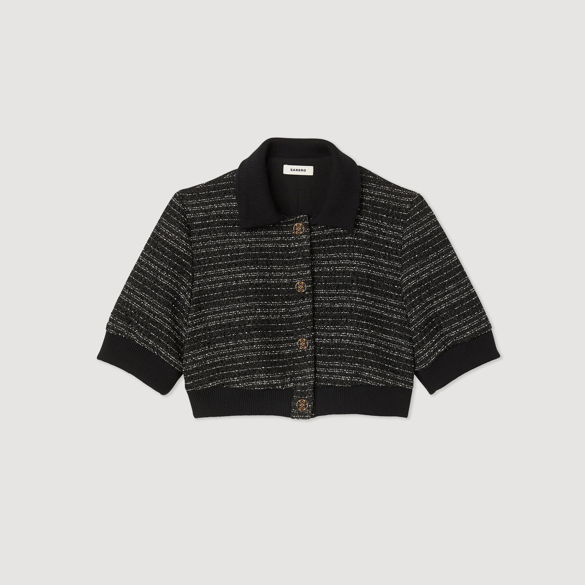 Cropped tweed short-sleeved jacket