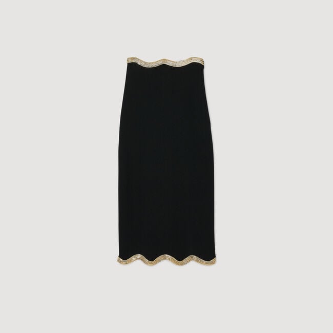 Long knitted skirt with chain detail