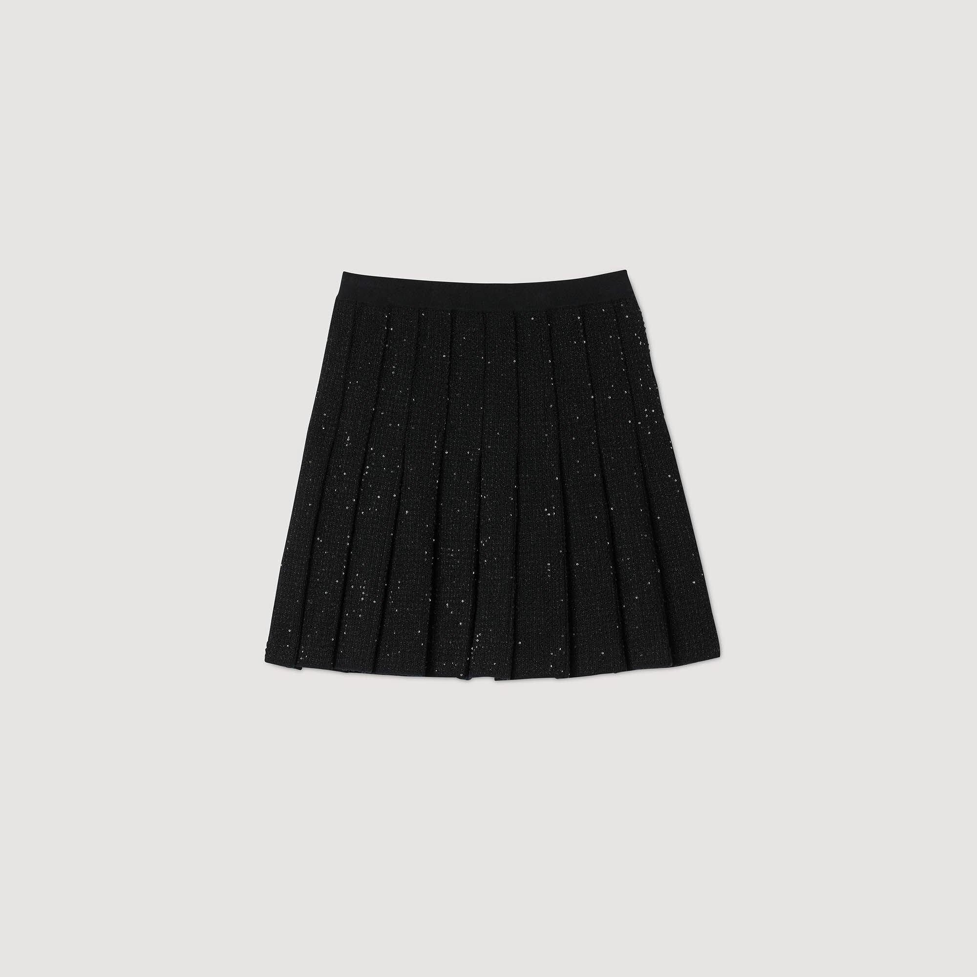 Short tweed pleated skirt