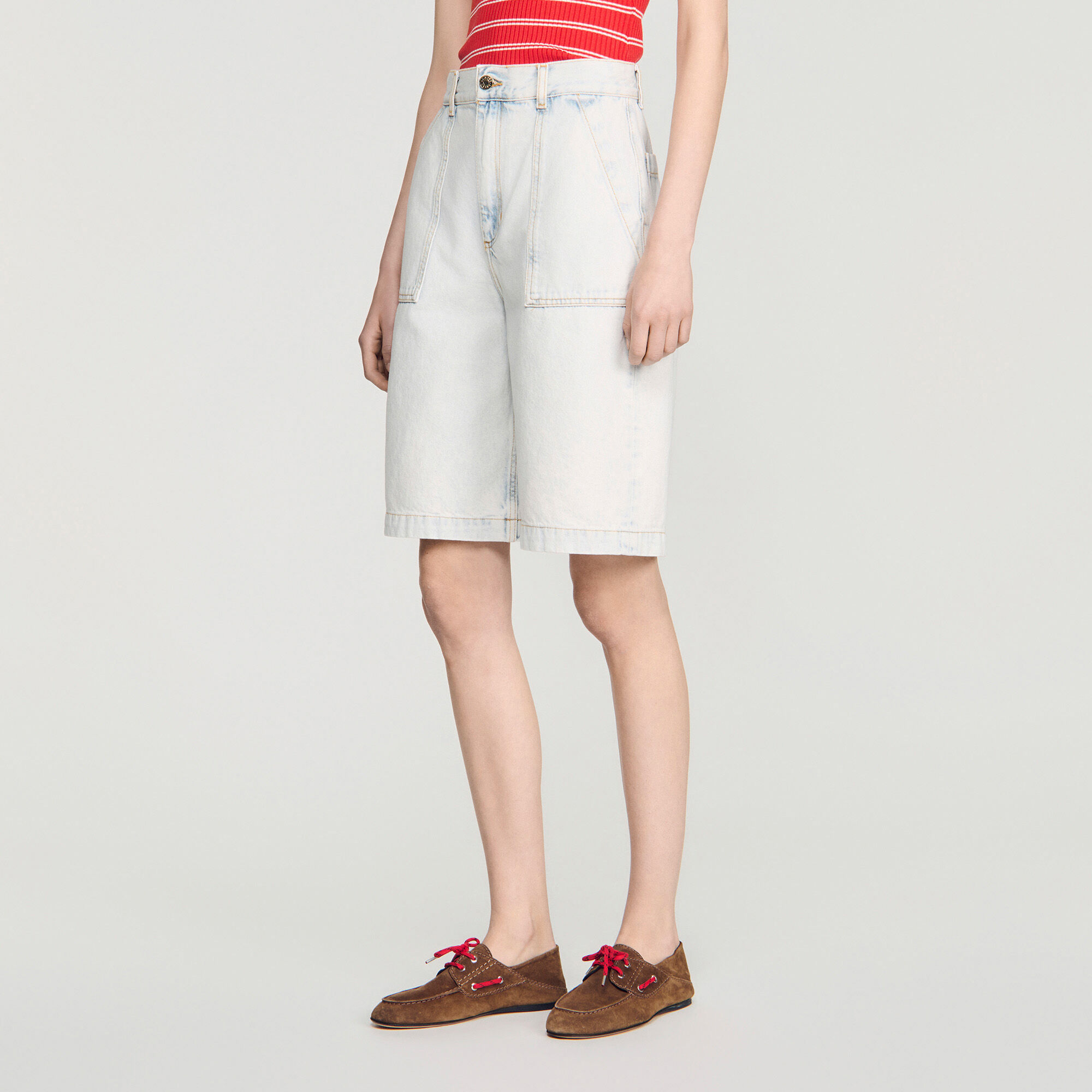 Washed denim Bermuda shorts