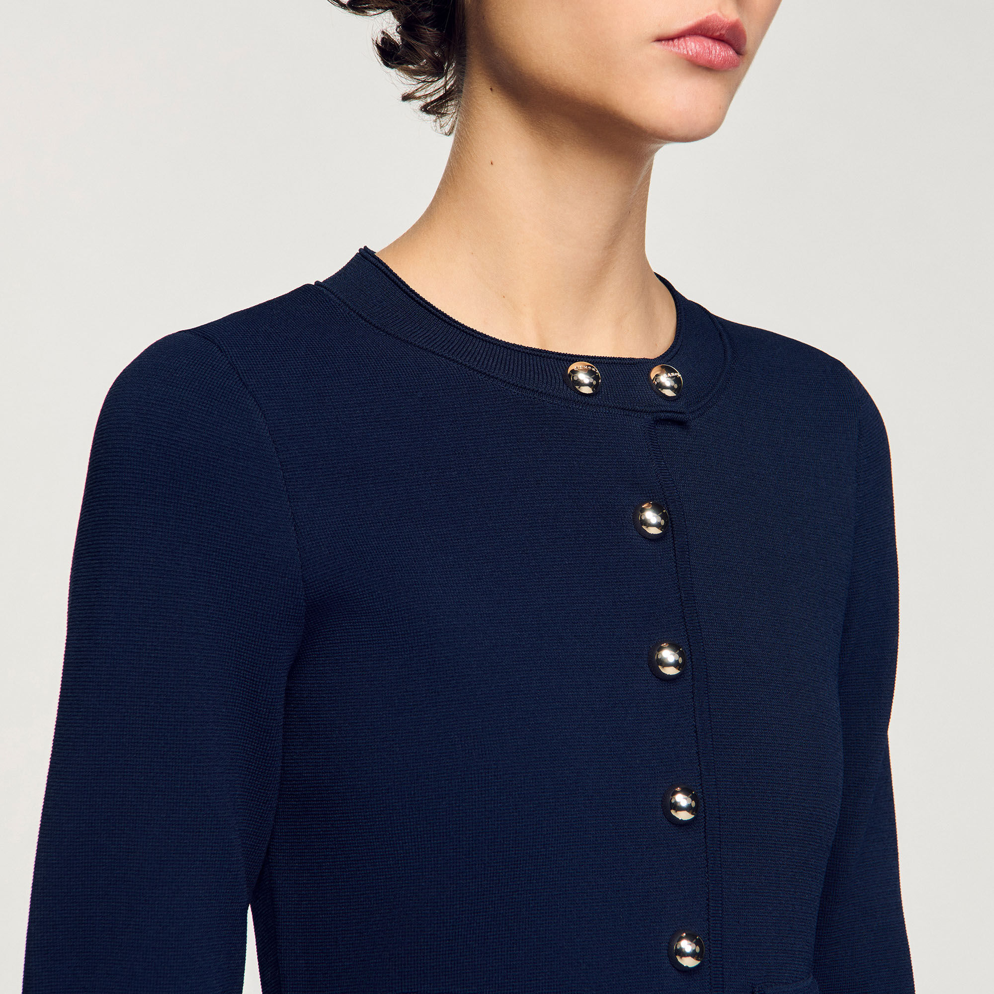 Short button-up knit dress