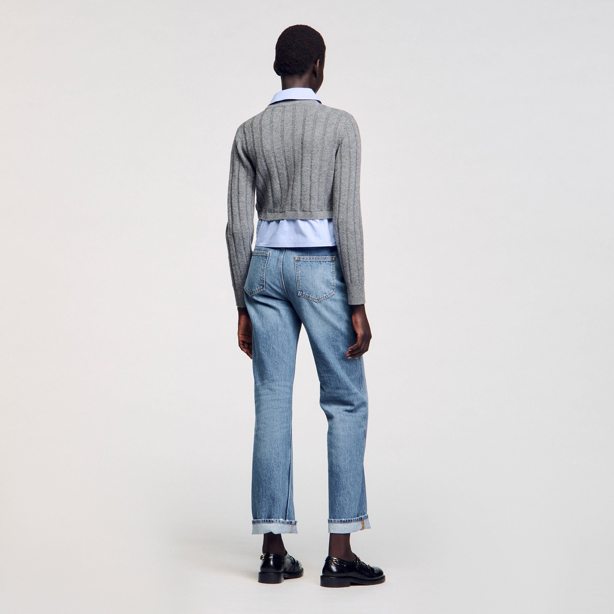Cropped wool and cashmere jumper