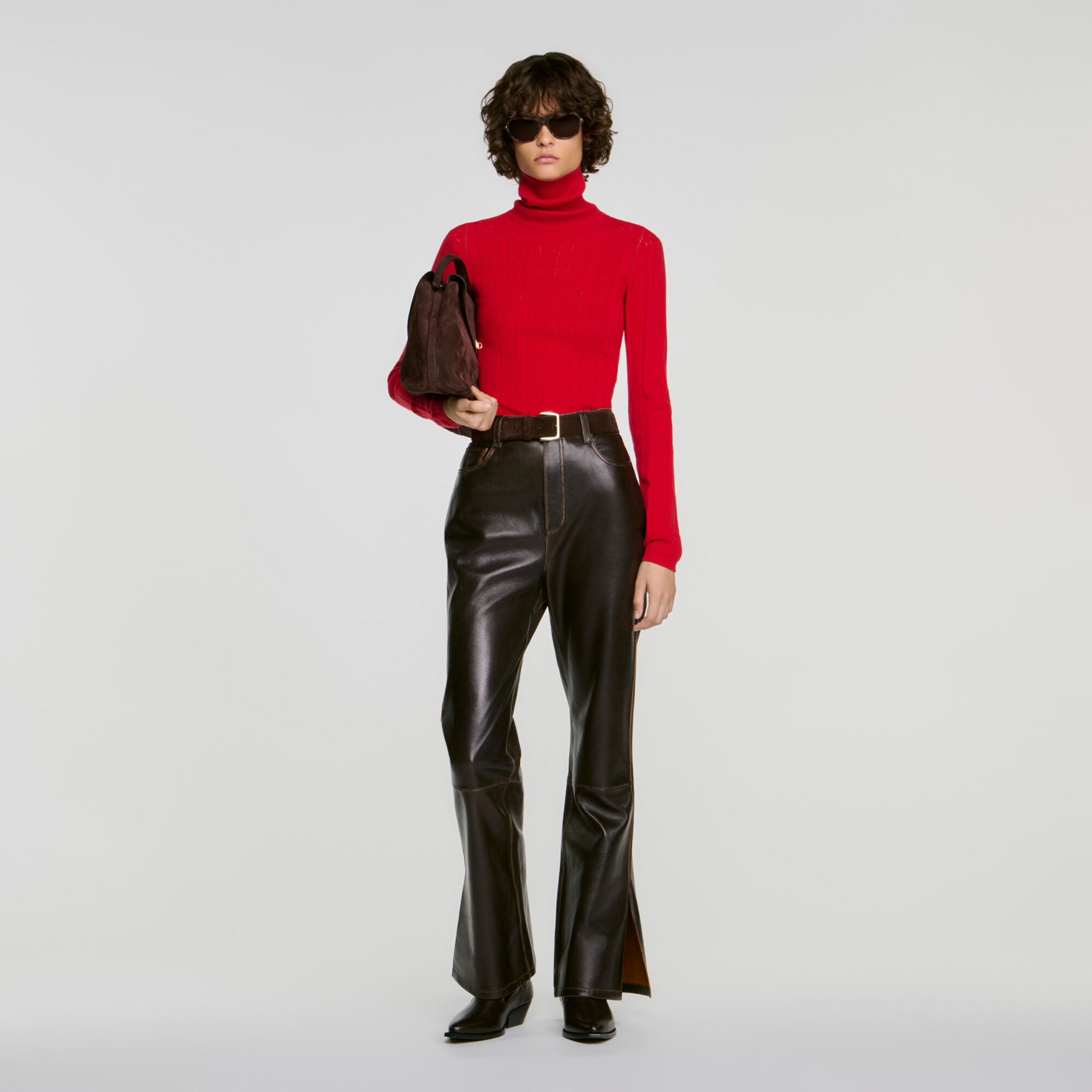 Roll-neck cable knit jumper - Women | Sandro
