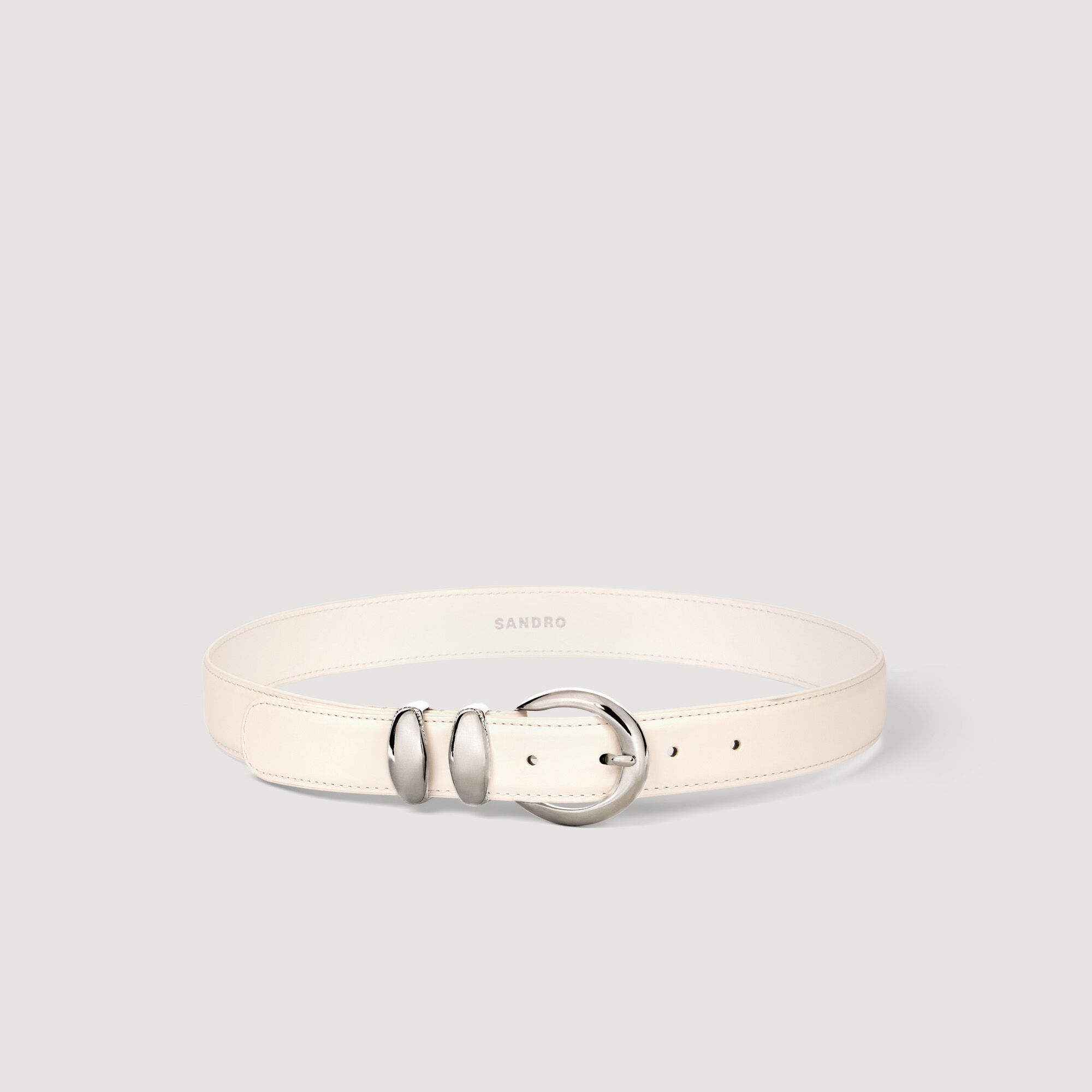 Leather belt with metal buckle