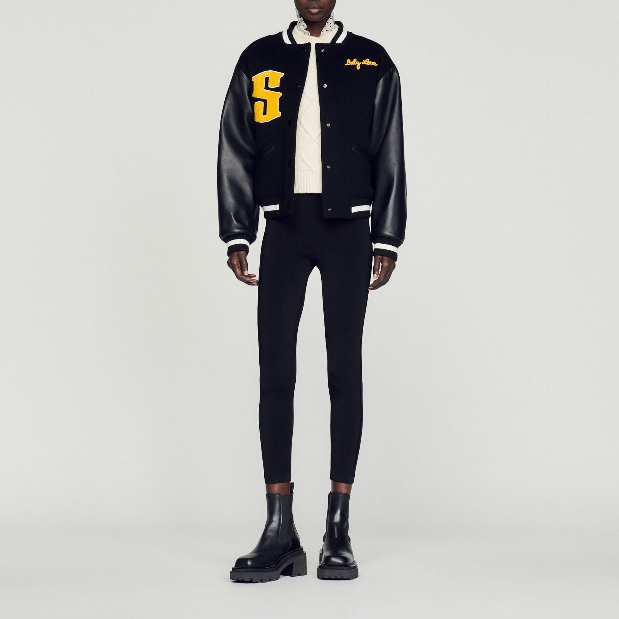 Wool and leather varsity jacket