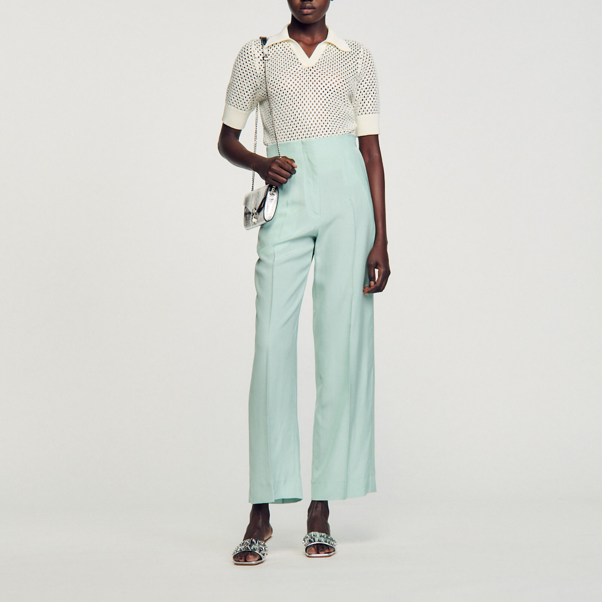 Wide leg trousers green For Women Sandro Paris