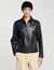 Distressed-look leather jacket