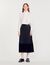 Long pleated wrapover skirt