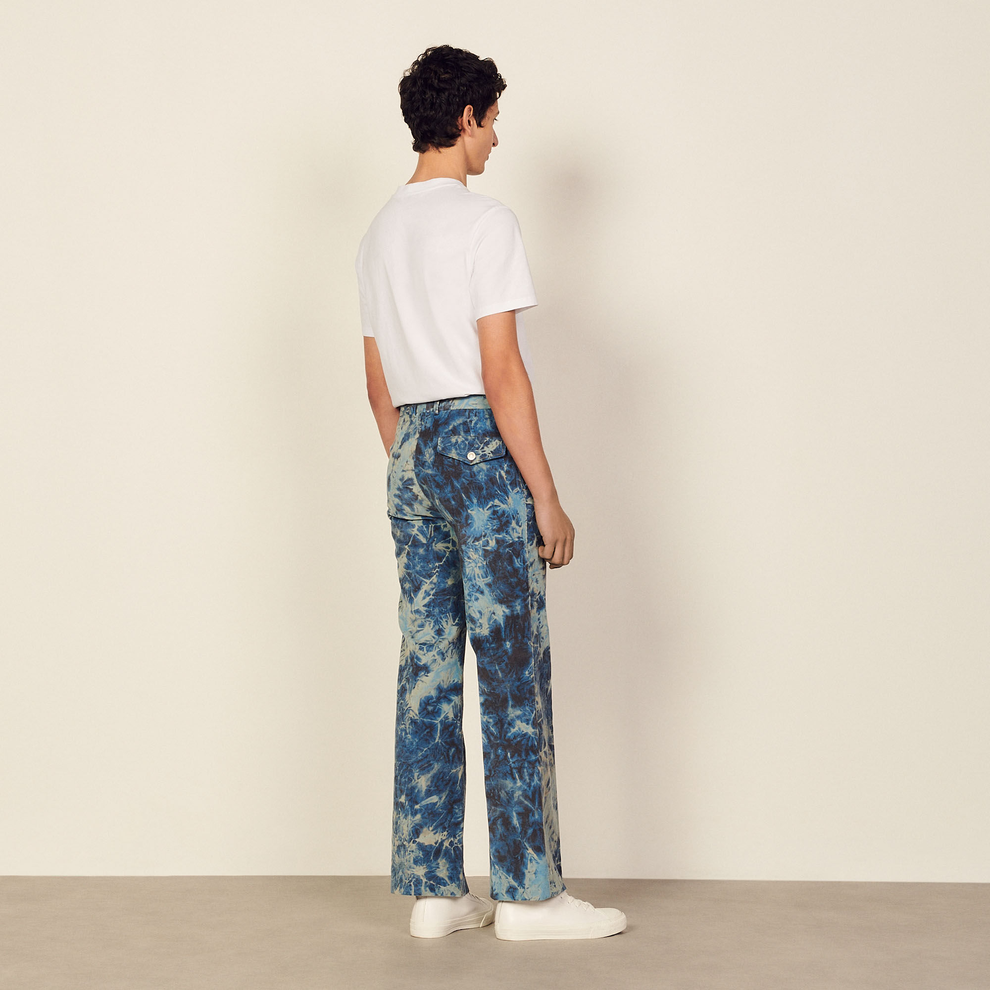 Tie-dye velvet trousers