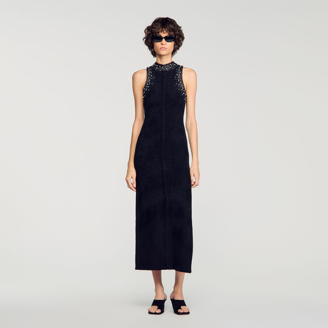 Rhinestone velvet maxi dress - Women | Sandro