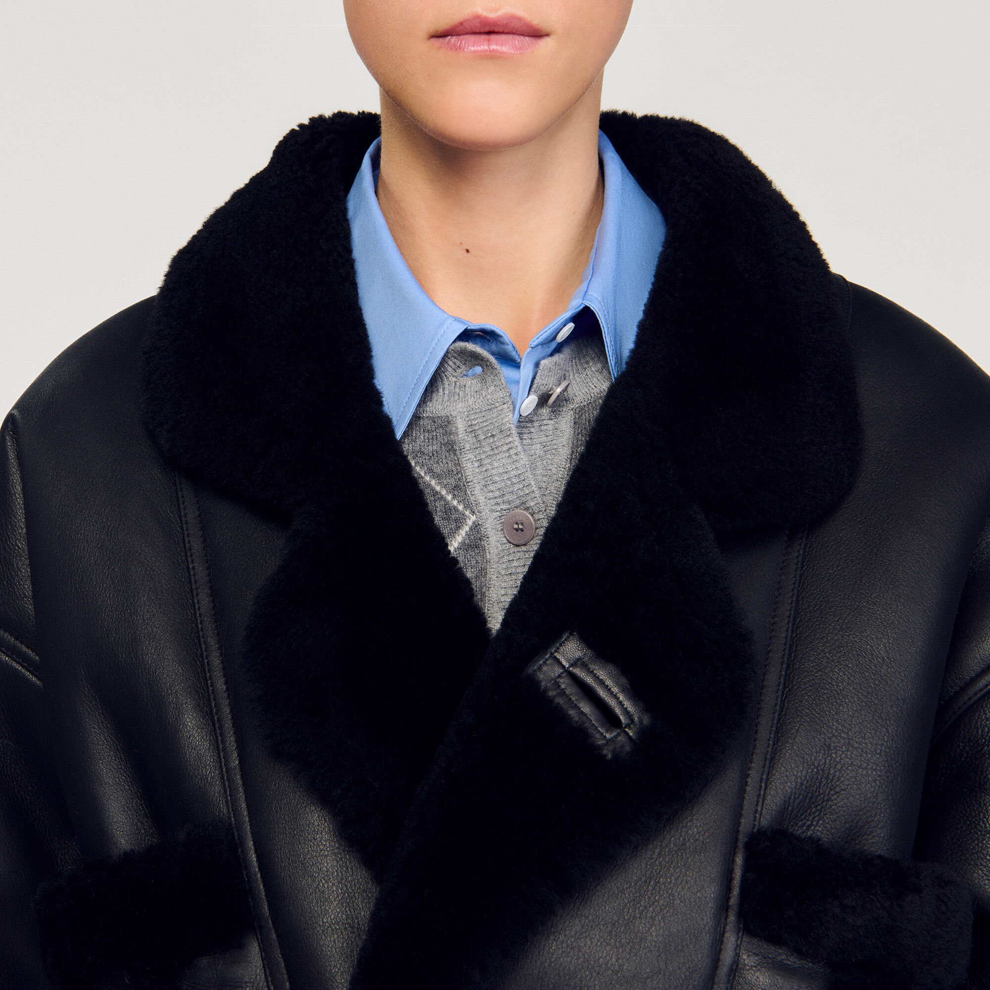 Short shearling coat