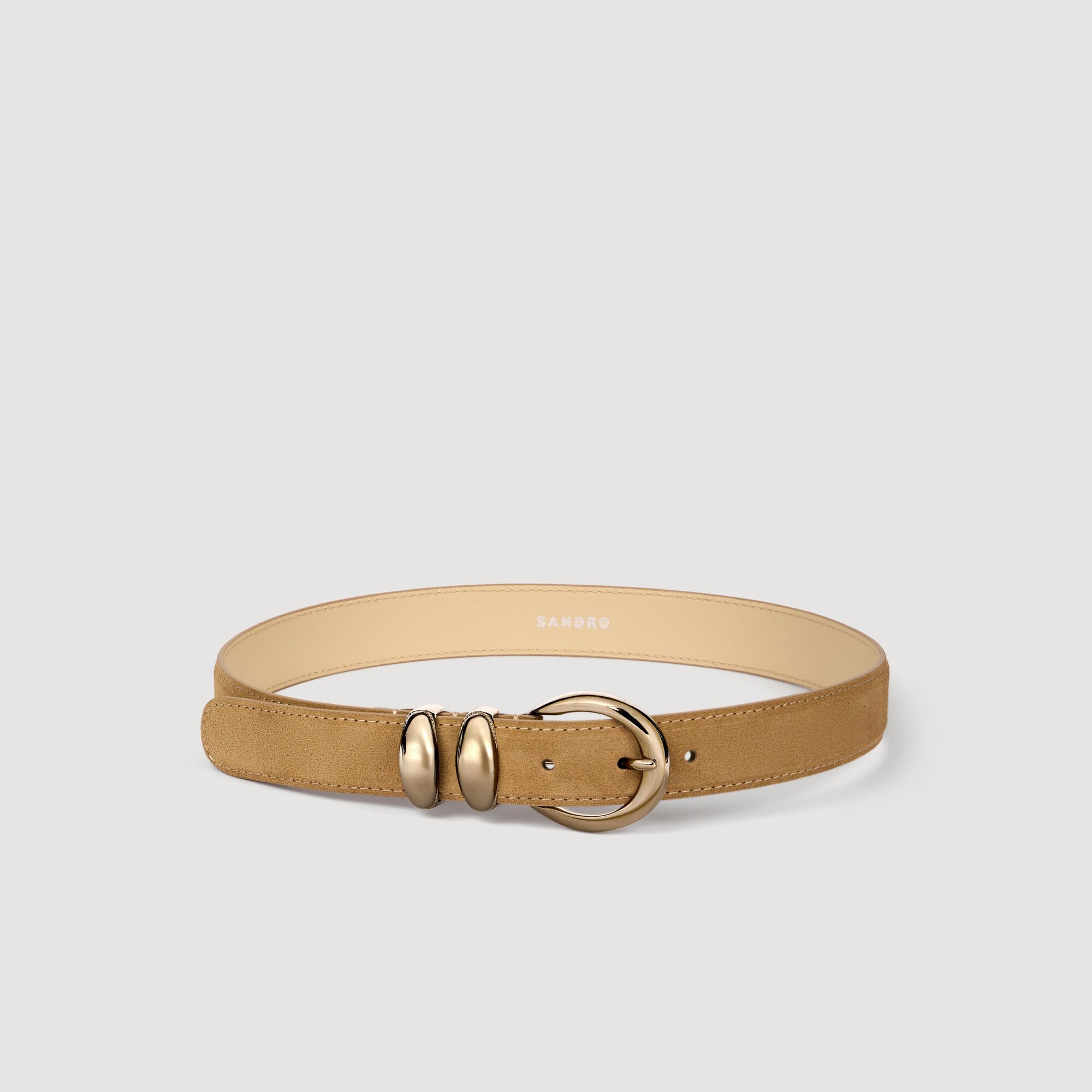 Leather belt with metal buckle