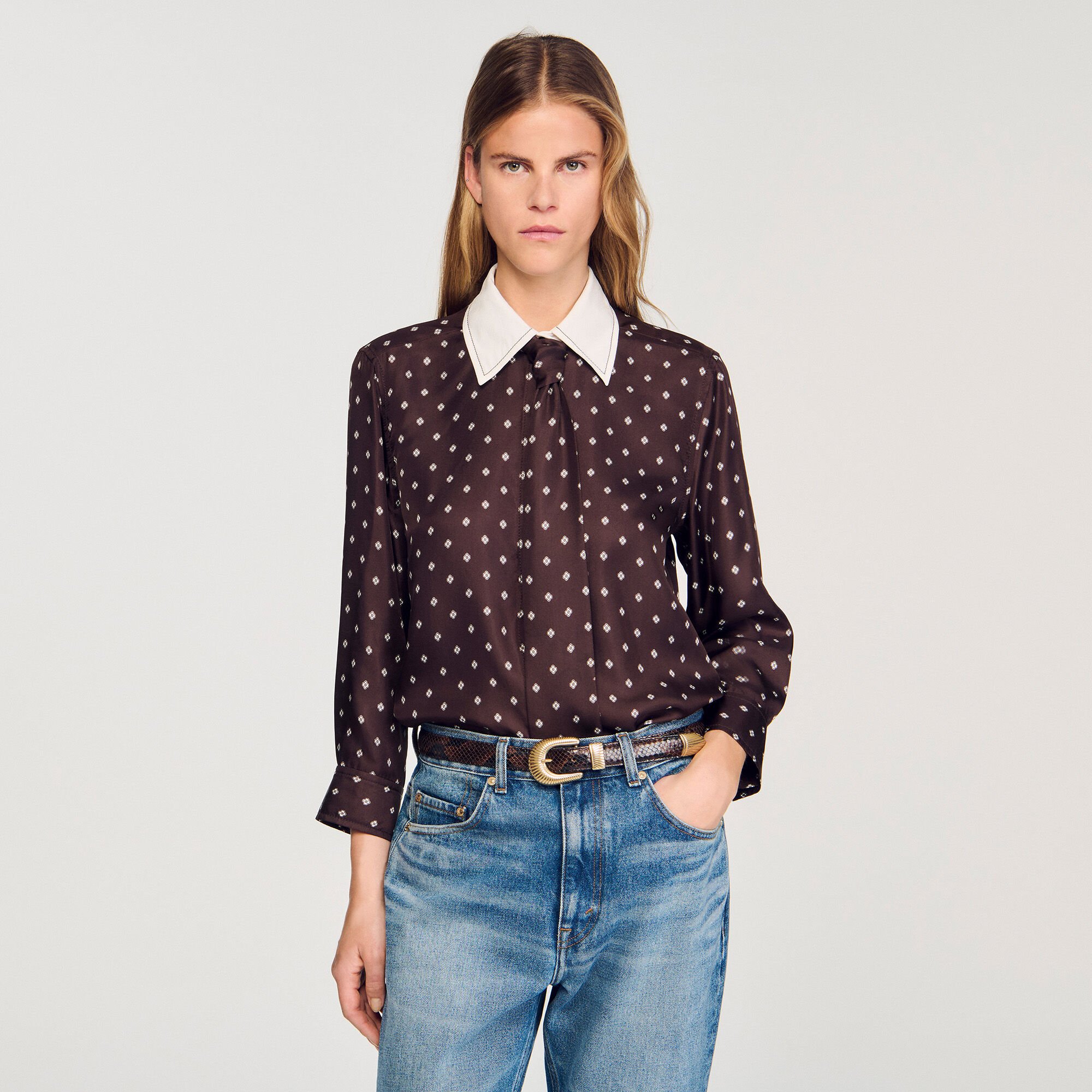 Floaty tie print shirt