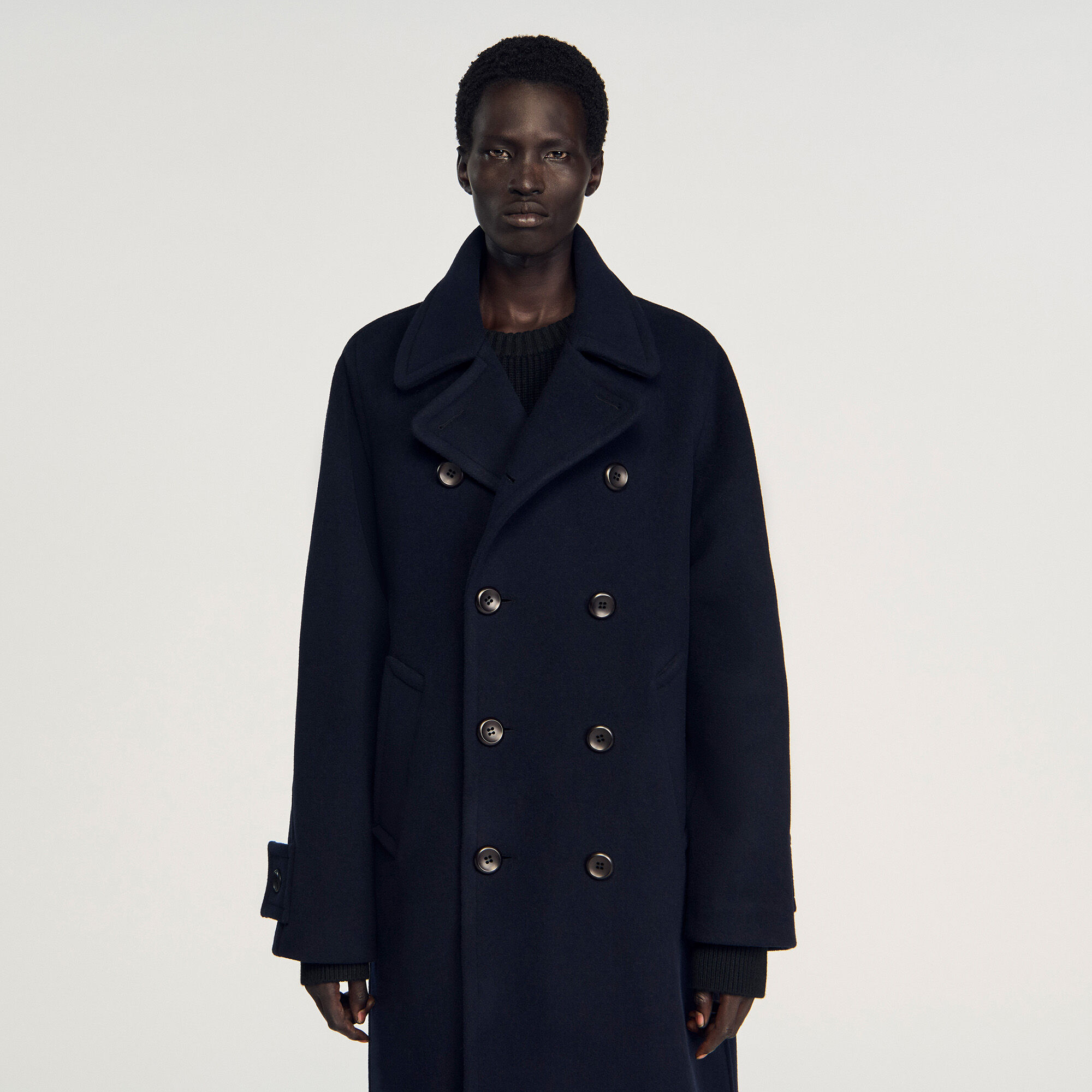 Double-breasted wool coat