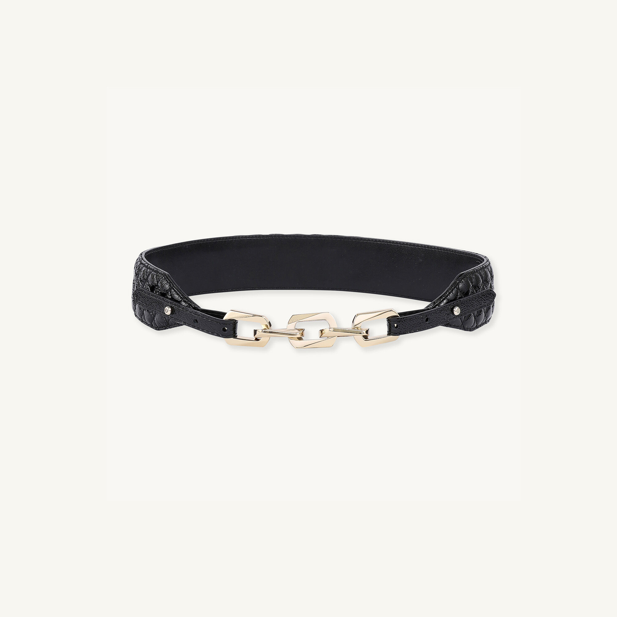 Patent leather and link belt