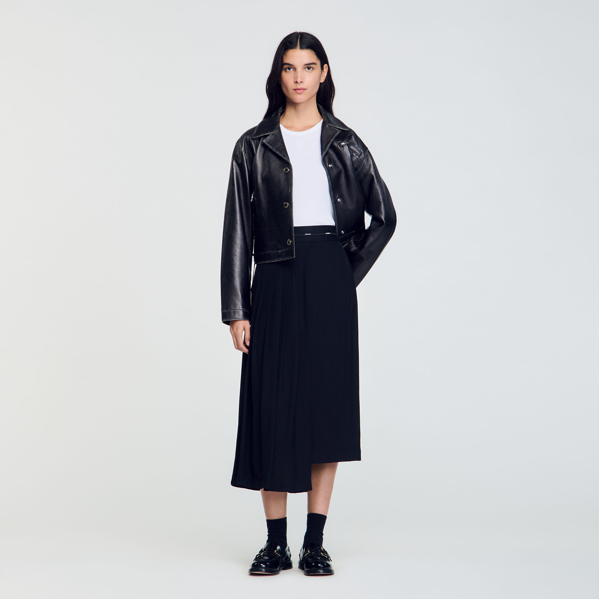 Long asymmetrical skirt