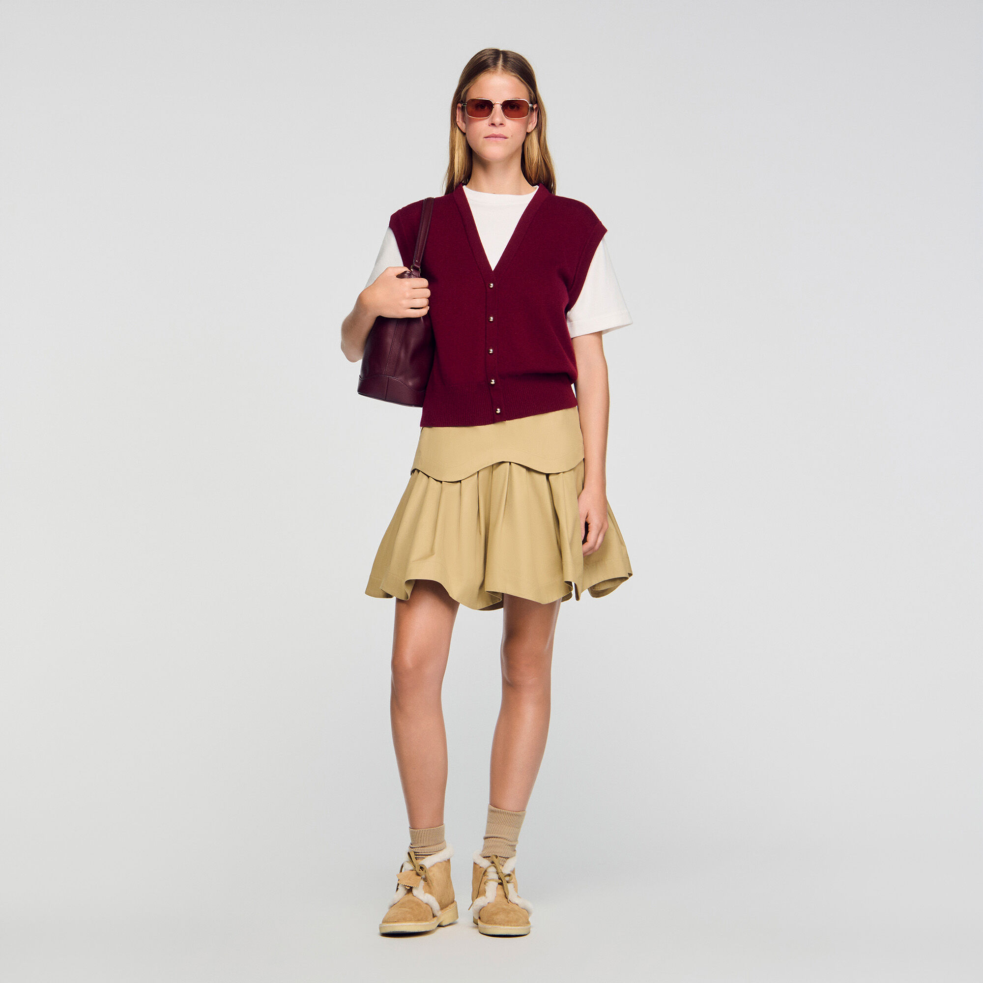 Two-tone wool and cashmere jumper