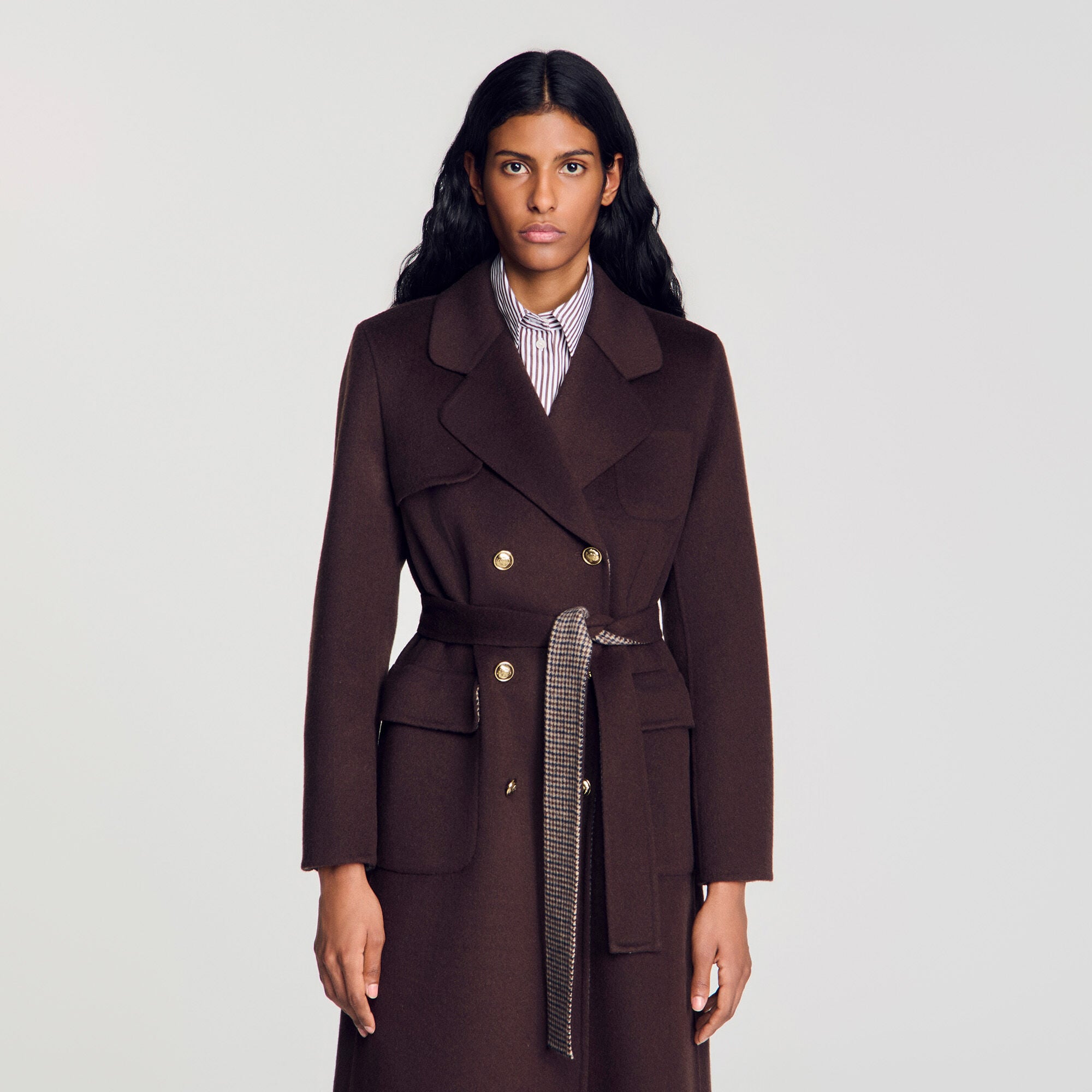 Double-faced check coat