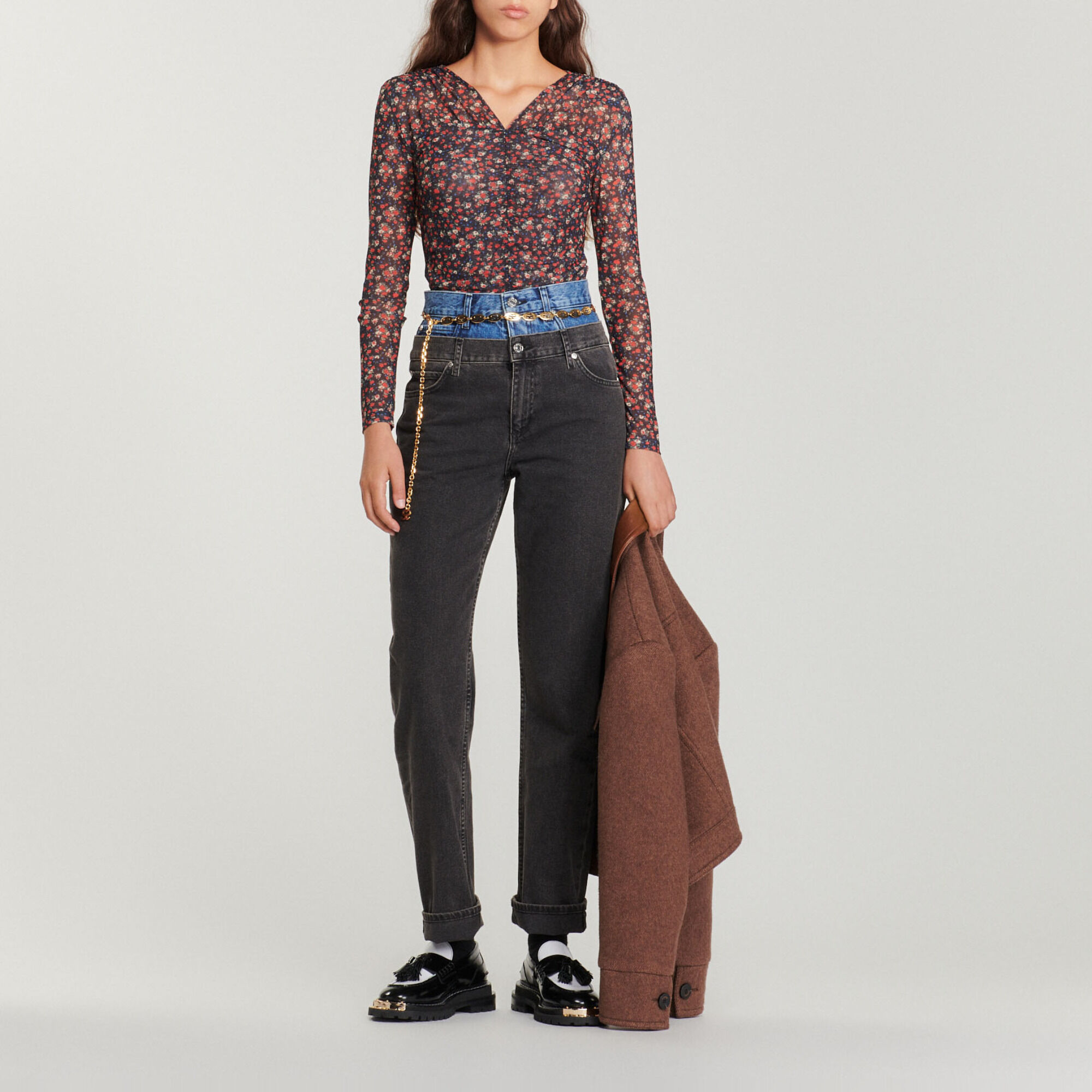 Floral tulle top