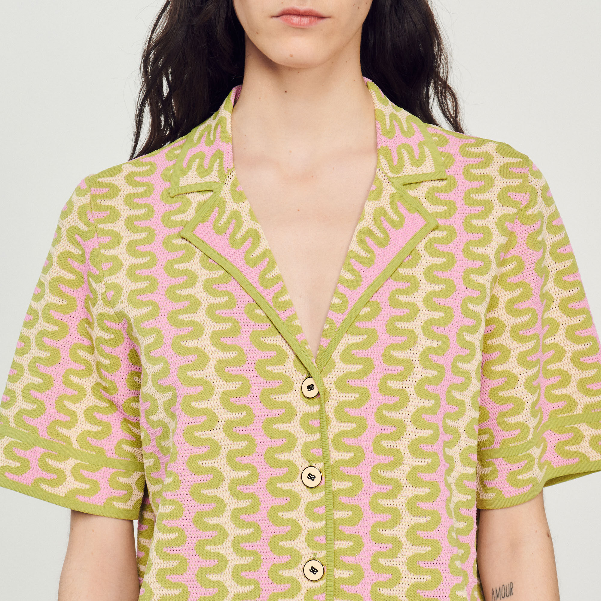 Patterned knit cardigan