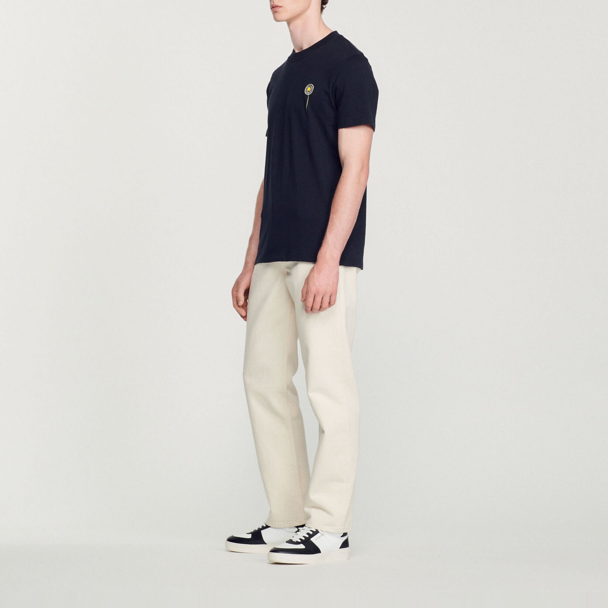 Cotton T-shirt with Dandelion embroidery