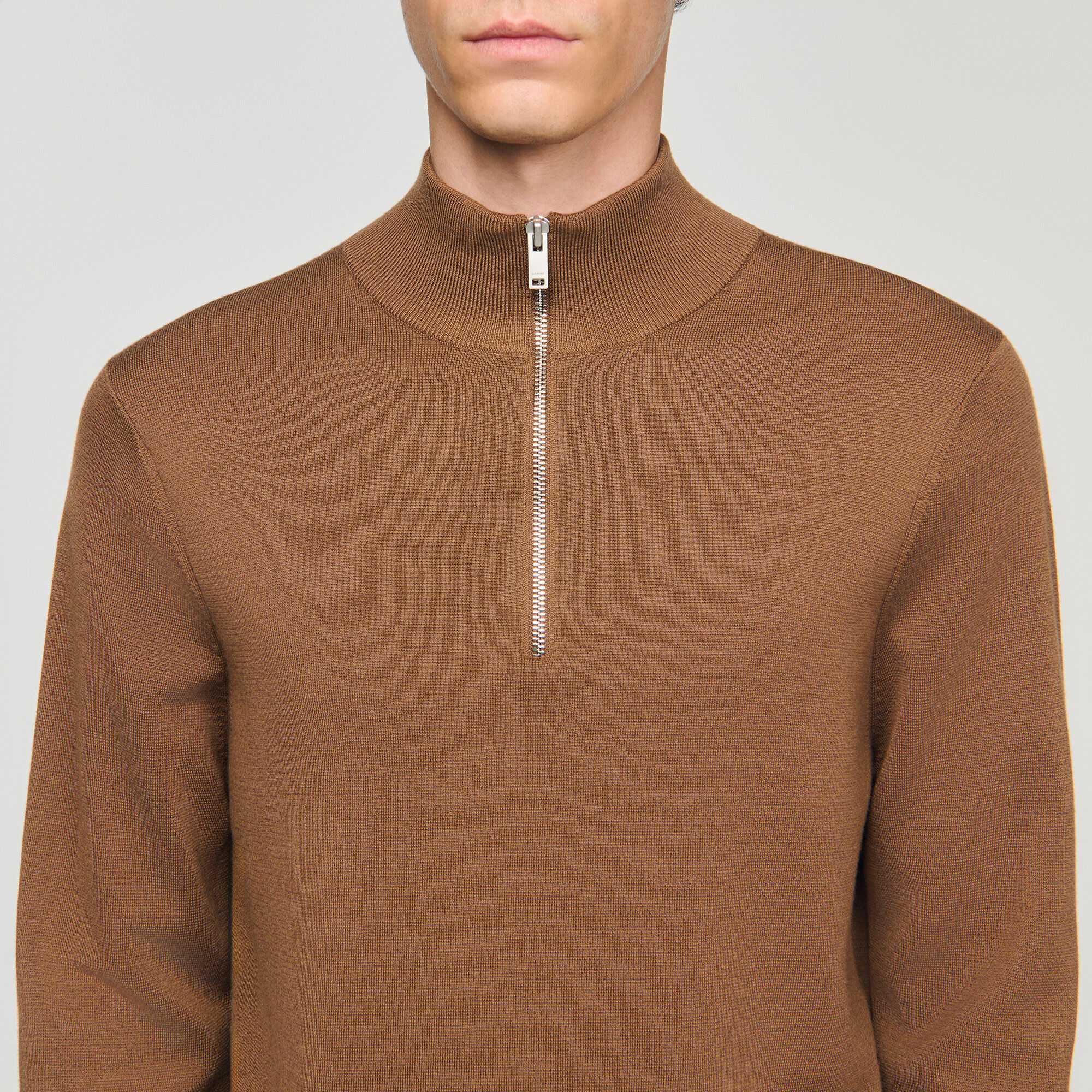 Wool jumper with zip collar
