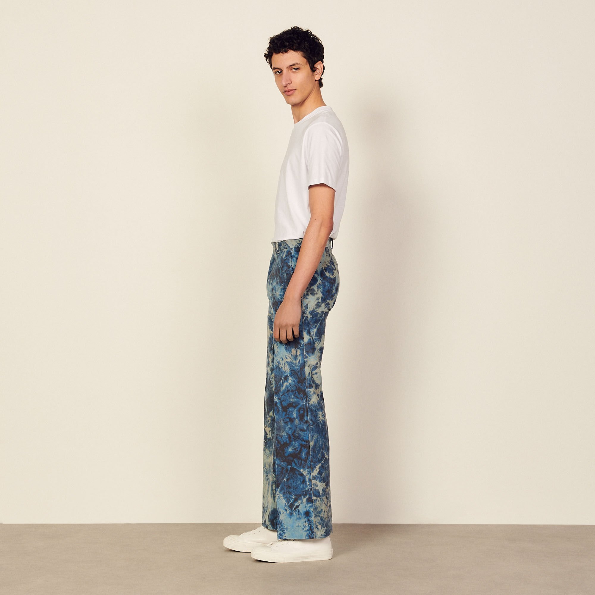 Tie-dye velvet trousers